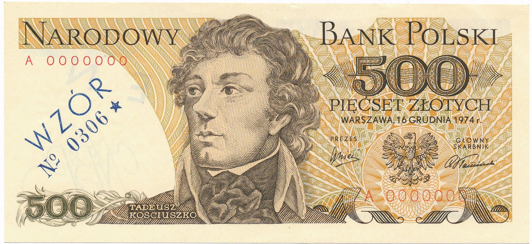 Banknot WZÓR / SPECIMEN 500 złotych 1974